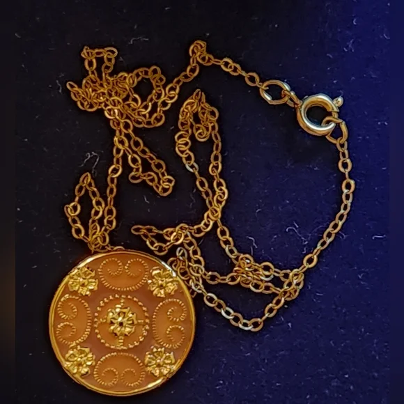 Vintage Van Dell 12K Gold Filled Enamel Floral Necklace - Picture 5 of 10